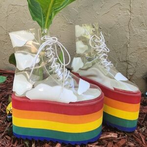 Rainbow Happy Daze Platform Boots